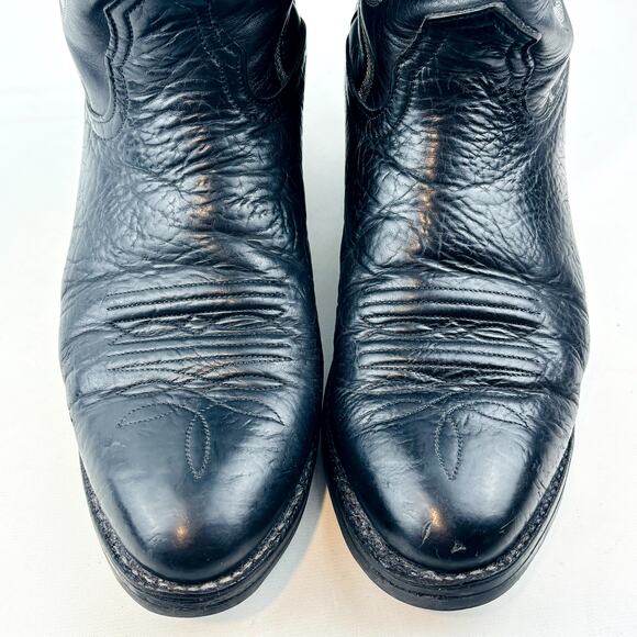 Nocona Black Oily Toro Cowboy Boot Mens 9.5 B Leather Pull On Western 1670130603